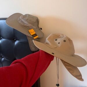 Packable Khaki and Grey Sun Safari Hat Bundle with Neck Flap